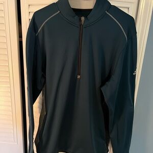 Adidas Men's Navy Blue-Green Quarter-Zip Climaheat Jacket